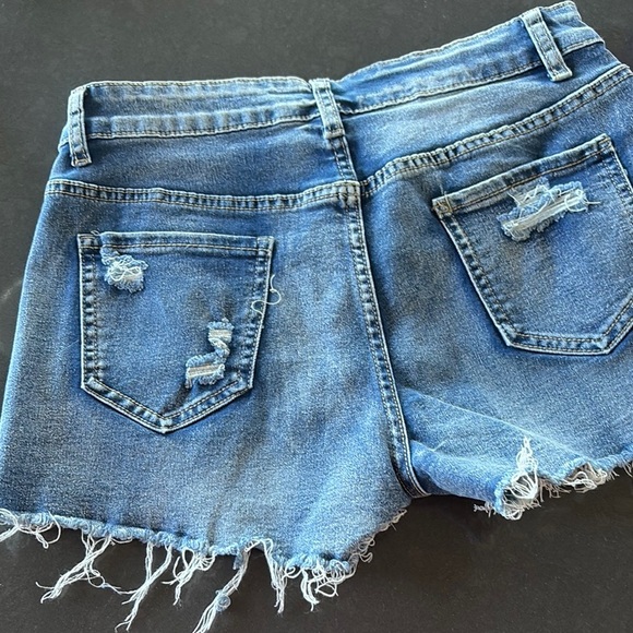 Distressed Blue Denim Shorts - Picture 5 of 8